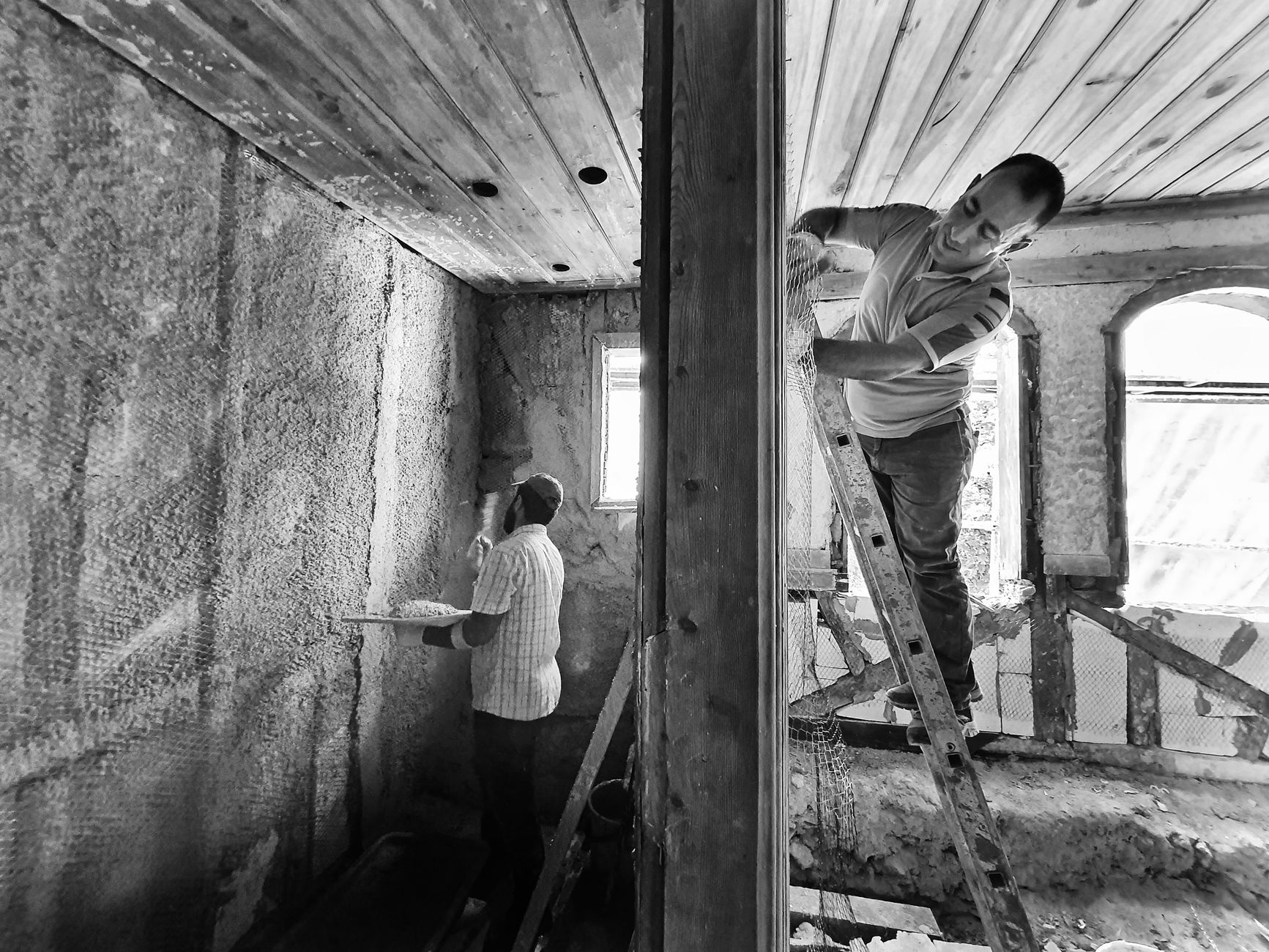 Application d'un enduit lors d'une renovation